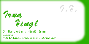 irma hingl business card